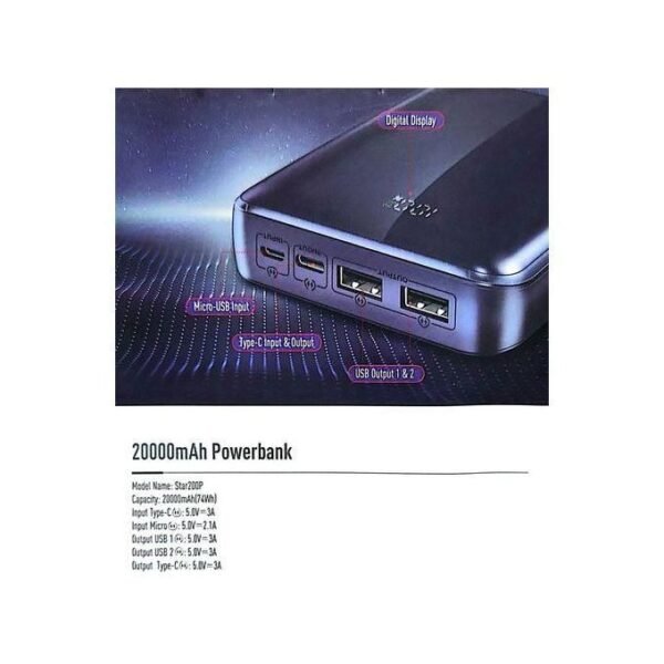 pawerbank star 200p- 20000mah